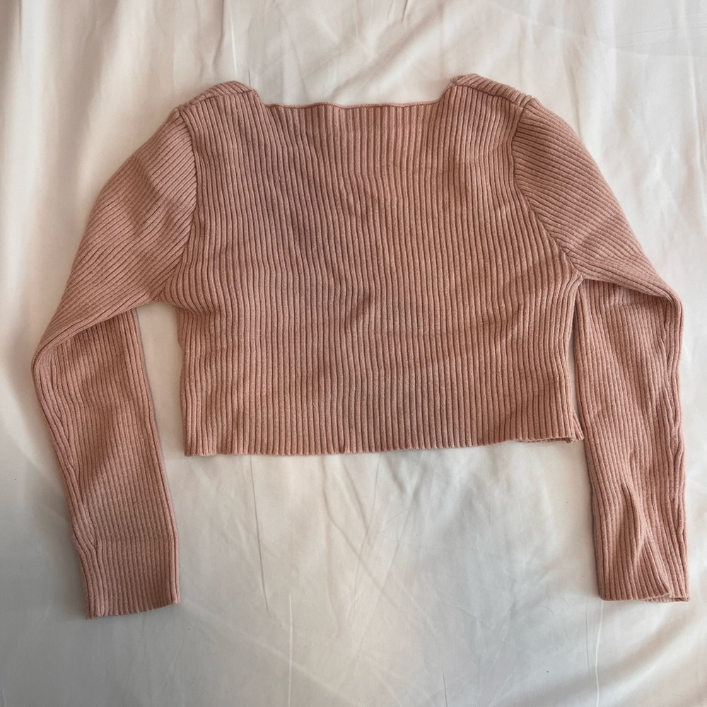 Pink Ribbed Cardigan - Picture 3 of 3